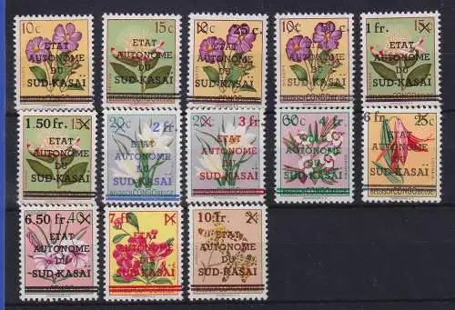 Belgisch Kongo Süd-Kasai 1961 Flora Blumen Blüten Mi.-Nr. 1-13 postfrisch **