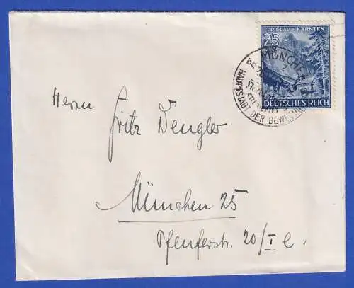 Dt. Reich 1941 Triglav in Kärnten Mi.-Nr. 809 O MÜNCHEN auf Orts-Brief