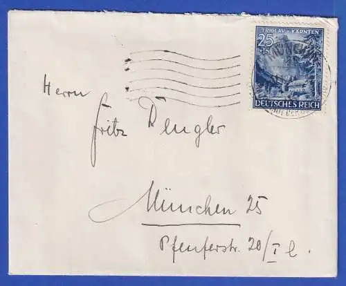 Dt. Reich 1941 Triglav Kärnten Mi.-Nr. 809 O MÜNCHEN 31.12.42 auf Orts-Brief