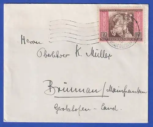 Dt. Reich 1942 Postkongress Mi.-Nr. 822 O MÜNCHEN auf Brief nach Brünnau