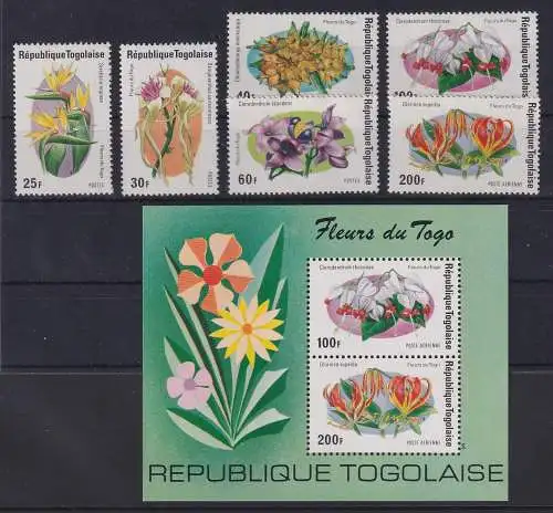 Togo 1975 Flora Blumen Blüten Mi.-Nr. 1079-1089, Block 93A postfrisch **