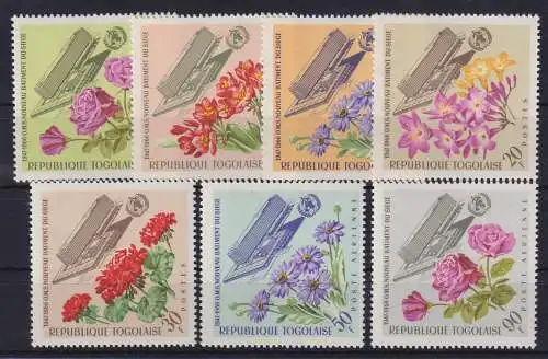 Togo 1966 WHO-Gebäude, Blumen Mi.-Nr. 500-506A postfrisch **