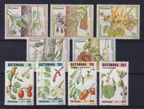 Botswana 1976/79 Weihnachten Bäume Früchte Mi.-Nr. 174-178, 239-242 **