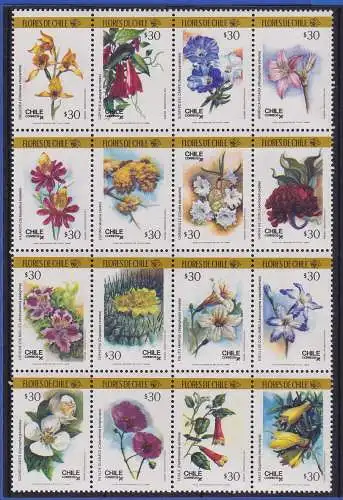 Chile 1988 Flora Blumen Blüten Mi.-Nr. 1237-1252 postfrisch **