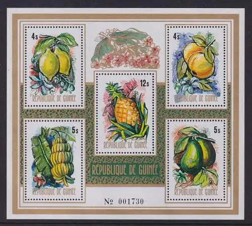 Guinea 1974 Flora Tropische Früchte Mi.-Nr. Block 38A postfrisch **