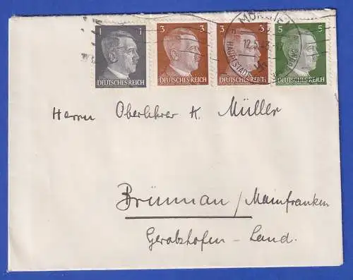 Dt. Reich Mi.-Nr. 781, 782, 784 als MiF O MÜNCHEN auf Brief nach Brünnau 1943