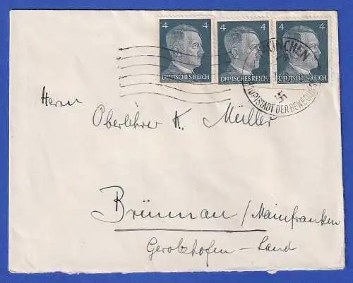 Dt. Reich Mi.-Nr. 783 als MEF O MÜNCHEN auf Brief nach Brünnau 1943