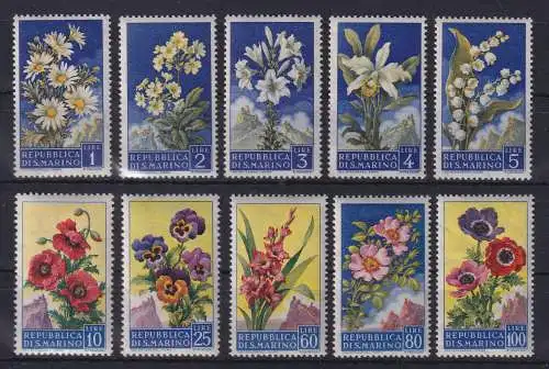 San Marino 1957 Flora Blumen Blüten Mi.-Nr. 567-576 postfrisch **