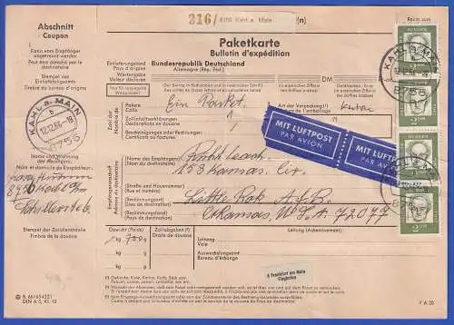 Bund 1962 Mi.-Nr. 362 Vierer- und Dreierstreifen als MEF auf LP-Paketkarte 1966