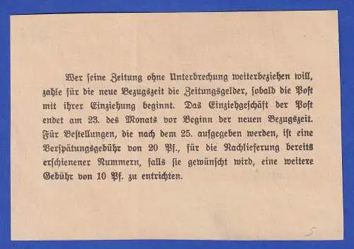 Dt. Reich 1927 Zeitungsbezugsgeldquittung O KULMBACH