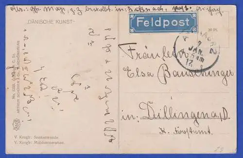 Dt. Reich 1917 Feldpost-Karte nach Dillingen Bild V. Krogh Sonnenwende