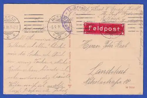 Dt. Reich 1916 Feldpost-Karte nach Landshut AK Großer Arber O PASSAU