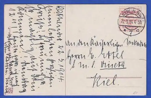 Feldpost-Karte I. Weltkrieg 1914 nach Kiel Bildpostkarte Pferd O BERLIN