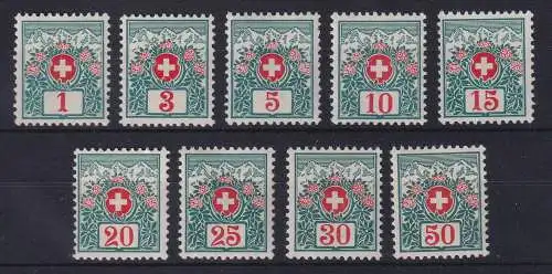 Schweiz 1910/11 Portomarken Mi.-Nr. 29-37 postfrisch **