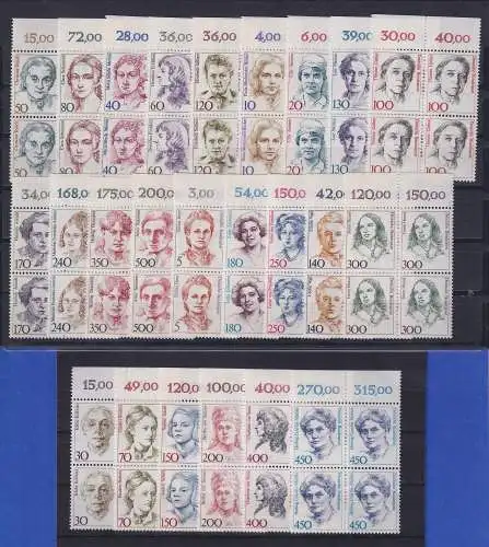 Bundesrepublik Frauenserie DM-Währung Lot 24 Oberrand-Viererblocks **