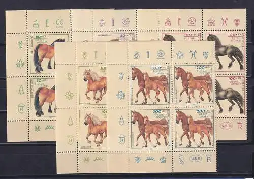Bundesrepublik 1997 Jugend Pferderassen   Mi.-Nr. 1920-1924 4er-Blocksatz **
