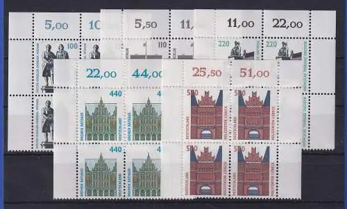 Bundesrepublik 1997 Dauerserie Sehenswürdigkeiten Mi.-Nr. 1934-38 4er-Blocks **