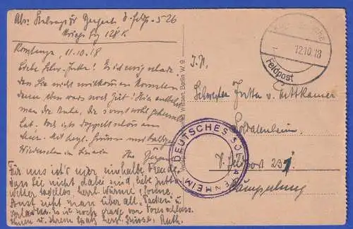 Feldpost-Karte 1. Weltkrieg 1918 AK Constanza O DEUTSCHES SOLDATENHEIM