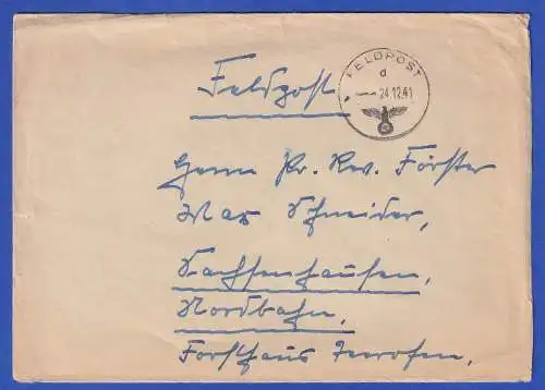 Feldpost-Brief 2. Weltkrieg 1941 mit FELDPOST-O nach Sachsenhausen-Nordbahn