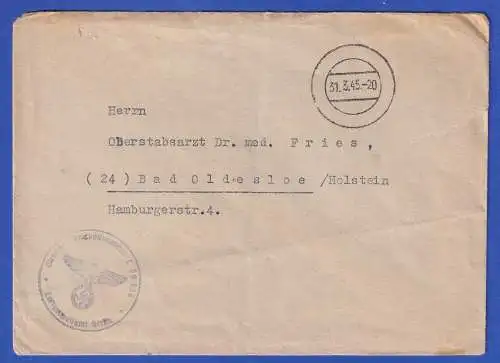 Feldpost-Brief 2. Weltkrieg 1945 O Luftgaupostamt Berlin nach Bad Oldesloe