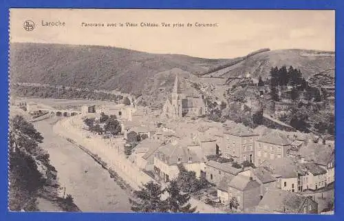 Feldpost-Karte 1. WK 1915 AK Laroche (Ardennen) O TOURNAI und O HAFENAMT BLATON