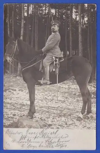 Feldpost-Karte 1. WK 1914 Offizier zu Pferde O LAGER GRAFENWÖHR nach Schliersee