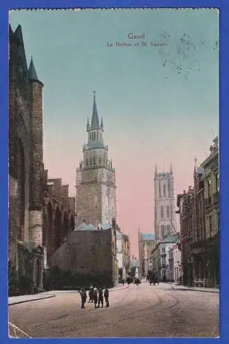 Feldpost-Karte 1. WK 1915 AK Gent mit O TOURNAI und Feldpostbrief-O nach Köln