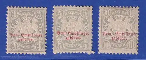 Bayern 1876 Portomarken Wappen  Mi.-Nr. 4-6 ungebraucht *