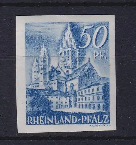 Franz. Zone Rheinland-Pfalz 1947 50Pfg UNGEZÄHNT Mi.-Nr. 11U postfrisch **