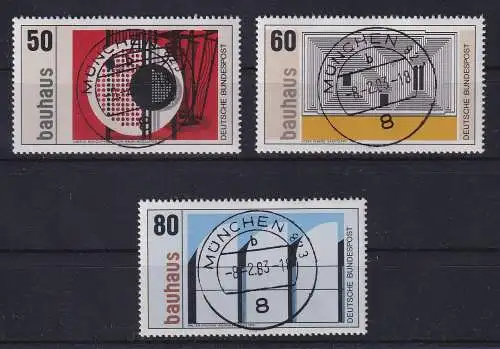 Bund 1983 bauhaus Mi.-Nr. 1164-1166 zentrisch O MÜNCHEN