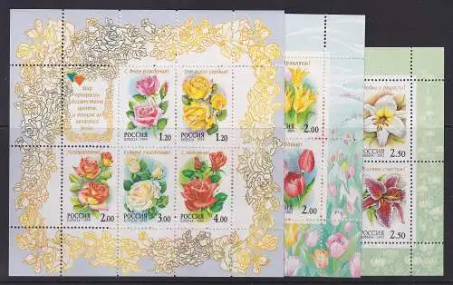 Russland 1999 Rosen Mi.-Nr. 734-738 Kleinbogen, Block 36, Block 44 postfrisch**