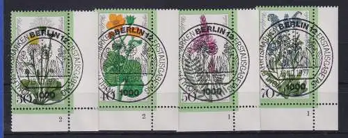 Berlin 1977 Blumen Mi.-Nr. 556-559 ER-Viererblocks mit Formnummern mit ET-O 