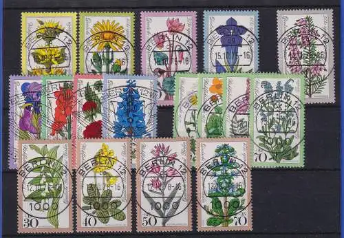 Berlin 1975-1978 Blumen Blüten  Lot mit 17 Werten kpl. O