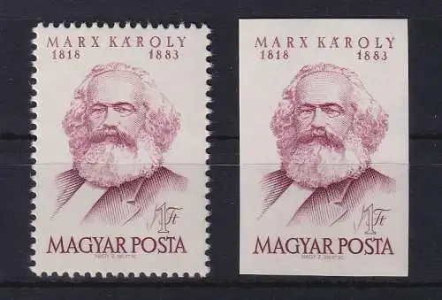 Ungarn 1968 Karl Marx Mi.-Nr. 2406 A und B postfrisch **