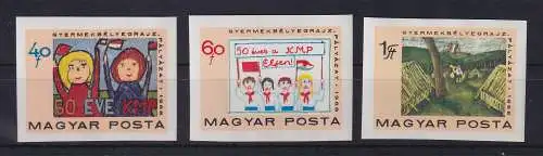 Ungarn 1968 Kinderzeichnungen 50 Jahre KP Mi.-Nr. 2460-2462 B postfrisch **