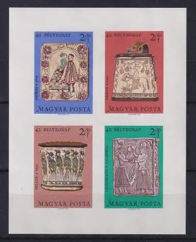 Ungarn 1969 Tag der Briefmarke - Holzschnitzereien Mi.-Nr. Block 73 B **