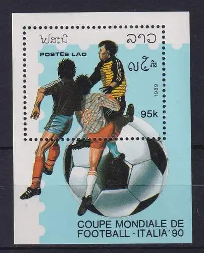 Laos 1989 Fußball-WM Italien 1990 Mi.-Nr. Block 126 postfrisch **