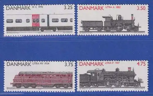Dänemark 1991 Mi.-Nr. 996-999 Eisenbahn Lokomotiven **/MNH