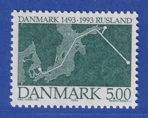 Dänemark 1993 Mi.-Nr. 1056  Glasfaserkabel Kopenhagen - St. Petersburg **/MNH