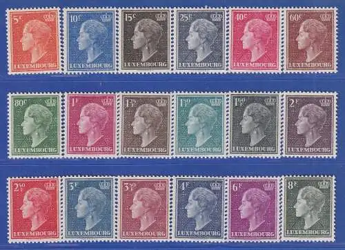 Luxemburg 1948 Freimarken Großherzogin Charlotte Mi.-Nr. 442-59 Satz kpl **/MNH