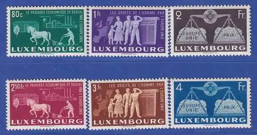 Luxemburg 1951 Europäische Einigung, Mi.-Nr.478-83 Satz kpl. **/MNH