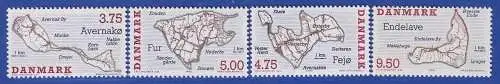 Dänemark 1995 Mi.-Nr. 1096-1099  Dänische Inseln Landkarten  **/MNH