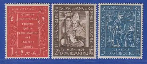 Luxemburg 1958 1300. Geburtstag des hl. Willibrord Mi.-Nr. 583-85 Satz **/MNH