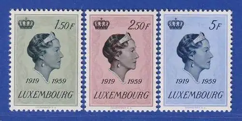 Luxemburg 1959 Großherzogin Charlotte Satz Mi.-Nr. 601-03 **/MNH