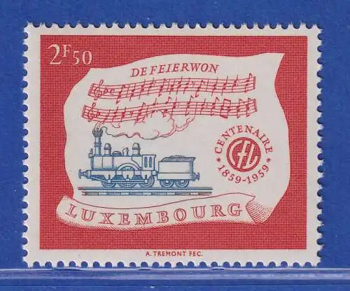 Luxemburg 1959 100 Jahre Eisenbahnen Mi.-Nr. 611 **/MNH