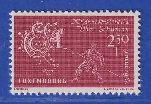 Luxemburg 1960 Schuman-Plan, Montanunion-Länder  Mi.-Nr. 620 **/MNH