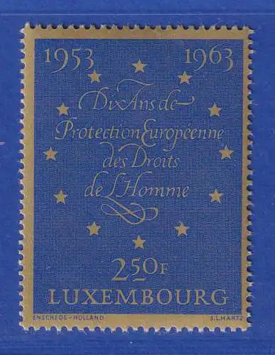 Luxemburg 1963 Europäische Konvention für Menschenrechte Mi.-Nr. 679 **/MNH