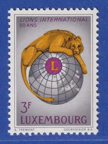 Luxemburg 1967 Lions-Club, Löwe auf Weltkugel Mi.-Nr. 750 **/MNH