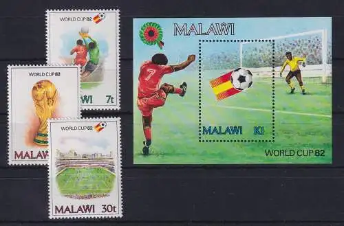 Malawi 1982 Fußball-WM  Mi.-Nr. 380-382, Block 60 postfrisch **