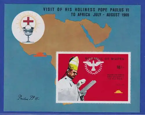Biafra 1969 Papstbesuch in Afrika Mi.-Nr. Block 2 B postfrisch **